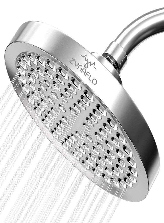 ZYNAFLO High Pressure Rain Shower Head - Large 6-Inch Rainshower Showerhead (Chrome) - Image 1