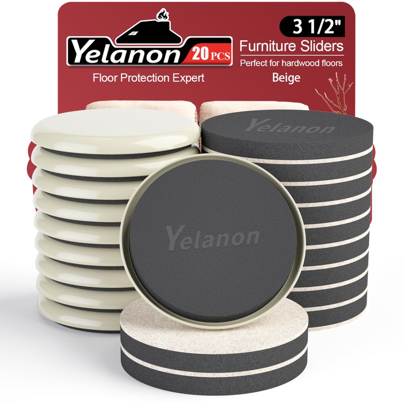 Yelanon Furniture Sliders 20pcs3 12 Felt Furniture Sliders for Carpet Furniture Pads Hardwoods Floors Heavy Furniture Movers Sliders Reusable Moving Pads Floor Protectors for Carpet