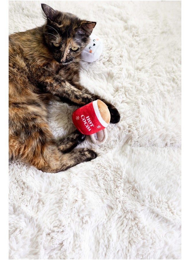 pearhead Pearhead Hot Cocoa Christmas Cat Toy Set, Holiday Pet Owner Gift, Holiday Must Have Accessories, Plush Rattle and Crinkle Holiday Cat Toys, Set of 2  - Image 3
