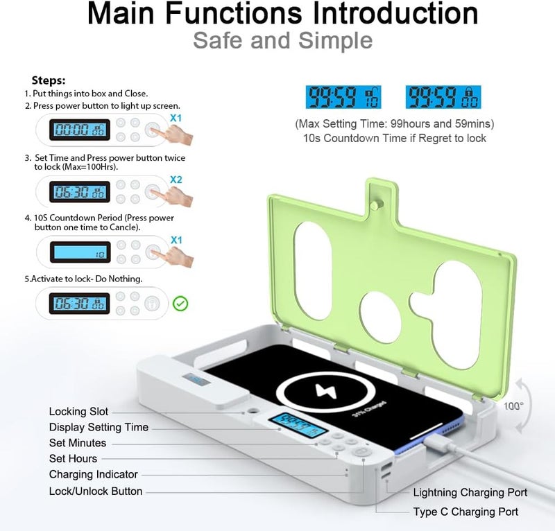 ySky Portable Phone Lock Box with Timer for iPhone and Android Phones, Self-Control Timed Phone Jail Locker to Help Kids,Students, Adults Focus Back, Unplug from Phones Boost Your Mental Wellness - Image 3