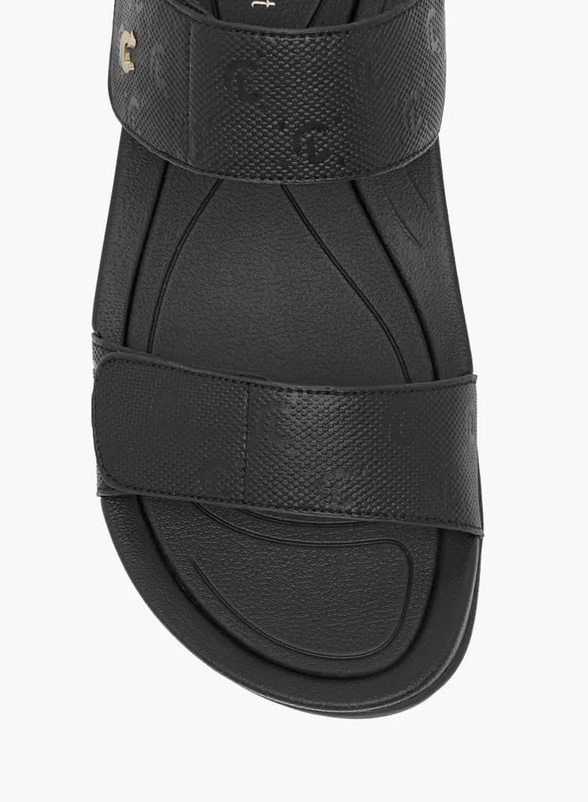 Le Confort Women Monogram Textured Strappy Sandals with Hook and Loop Closure