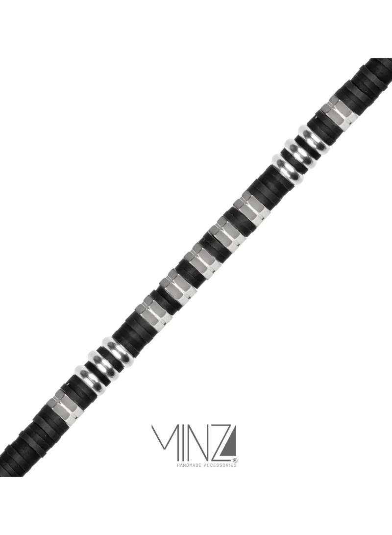 Minza  Minza “Daaj” Men’s Bracelet, 925 Sterling Silver & Hematite Beads Bracelet, Steel & Black Fimo Adjustable Bracelet for Men, Handmade Jewelry for Casual & Everyday Wear. for Men | Best Price UAE