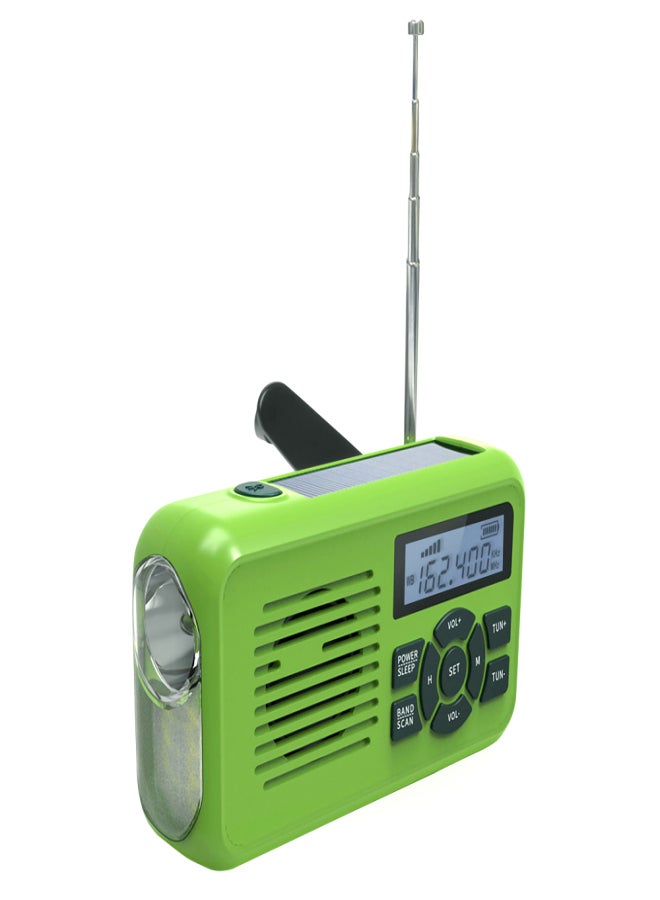 Multifunctional Digital Emergency Crank Radio,FM/AM Radio,WB Weather Forecast,Flashlight,Phone Charger,LED Flood Light,Siren&Blink,Dynamo,Alarm Clock,Solar,Power Off On Time. - Image 1