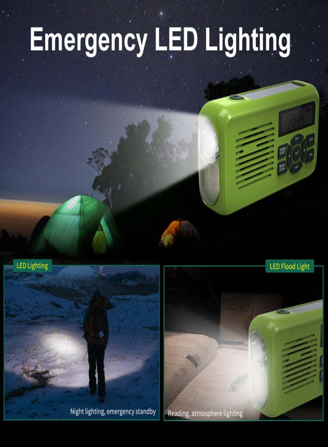 Multifunctional Digital Emergency Crank Radio,FM/AM Radio,WB Weather Forecast,Flashlight,Phone Charger,LED Flood Light,Siren&Blink,Dynamo,Alarm Clock,Solar,Power Off On Time. - Image 3