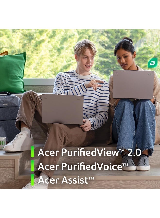 أيسر Acer Aspire 14 AI Copilot+ PC | 14" WUXGA Display | Intel Core Ultra 7 Processor 256V | NPU: Up to 47 Tops - GPU: Up to 64 Tops | Intel ARC 140V | 16GB LPDDR5X | 512GB SSD | Wi-Fi 6E | A14-52M-72S0 English Gray - Image 2