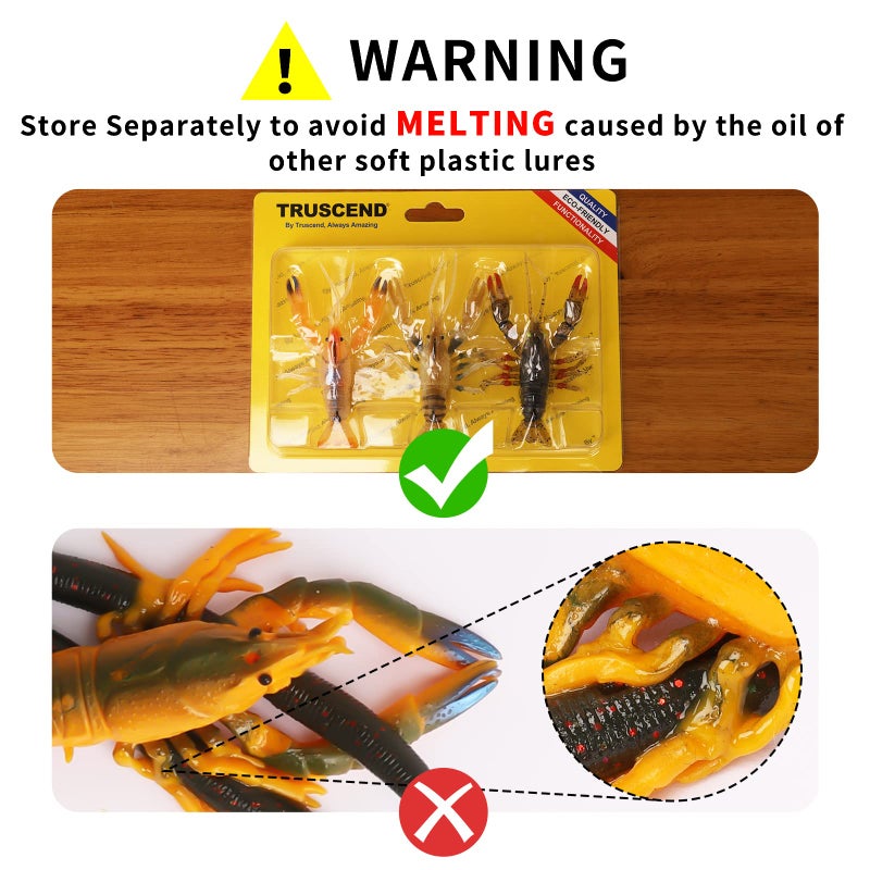 TRUSCEND طُعوم صيد الأسماك TRUSCEND مُجهزة مسبقًا، 1:50 طُعوم صيد سمك الباس TPE فائقة المتانة، طُعوم جراد البحر الناعمة الواقعية المصنوعة بشكل جيد، طُعوم صيد خالية من الأعشاب للسمك السلمون وسمك الكرابي وسمك الوالي، احتفظ بها بشكل منفصل! - Image 2