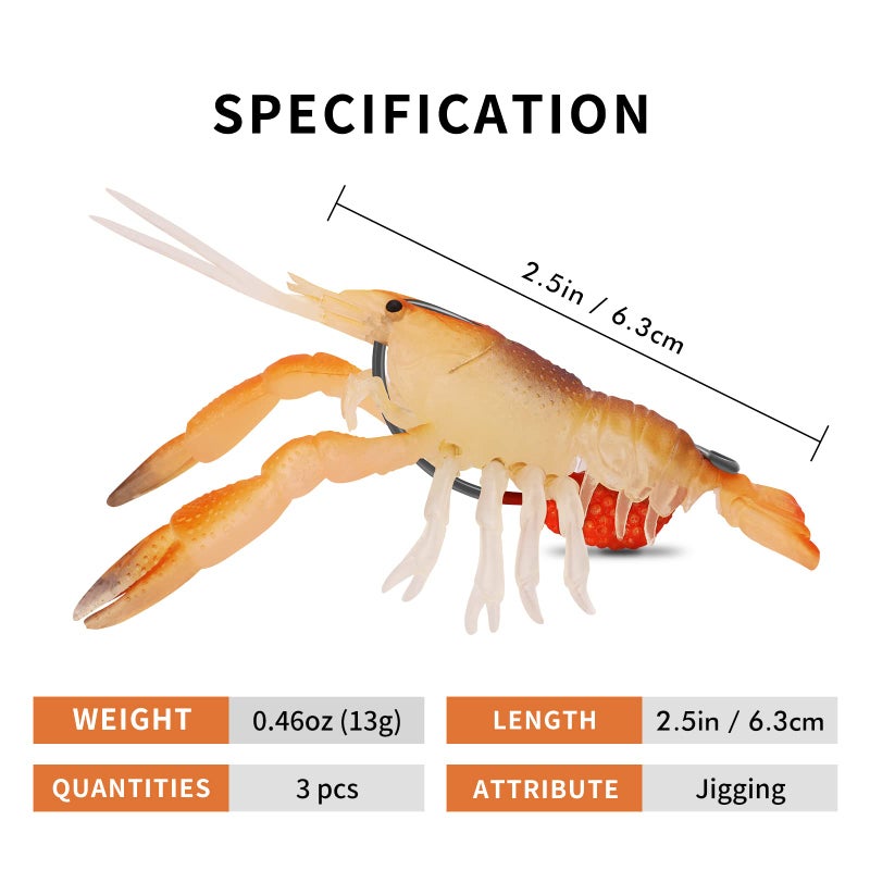 TRUSCEND طُعوم صيد الأسماك TRUSCEND مُجهزة مسبقًا، 1:50 طُعوم صيد سمك الباس TPE فائقة المتانة، طُعوم جراد البحر الناعمة الواقعية المصنوعة بشكل جيد، طُعوم صيد خالية من الأعشاب للسمك السلمون وسمك الكرابي وسمك الوالي، احتفظ بها بشكل منفصل! - Image 5