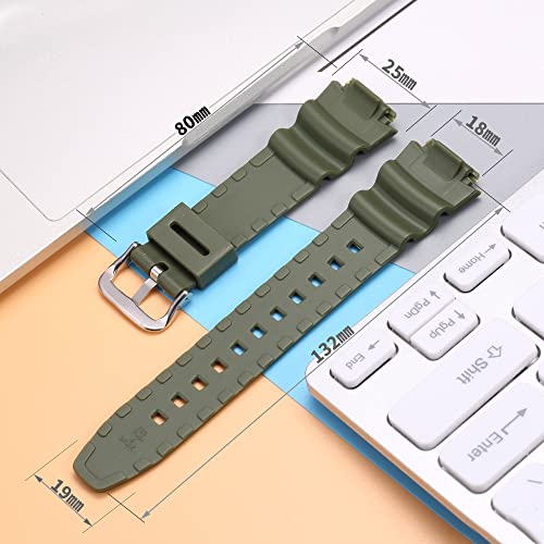 MCXGL Natural Resin Replacement Watch Band for Casio AE-1200 SGW-300H MRW-200H W-735H Waterproof Sport Rubber strap(ArmyGreen) - Image 2