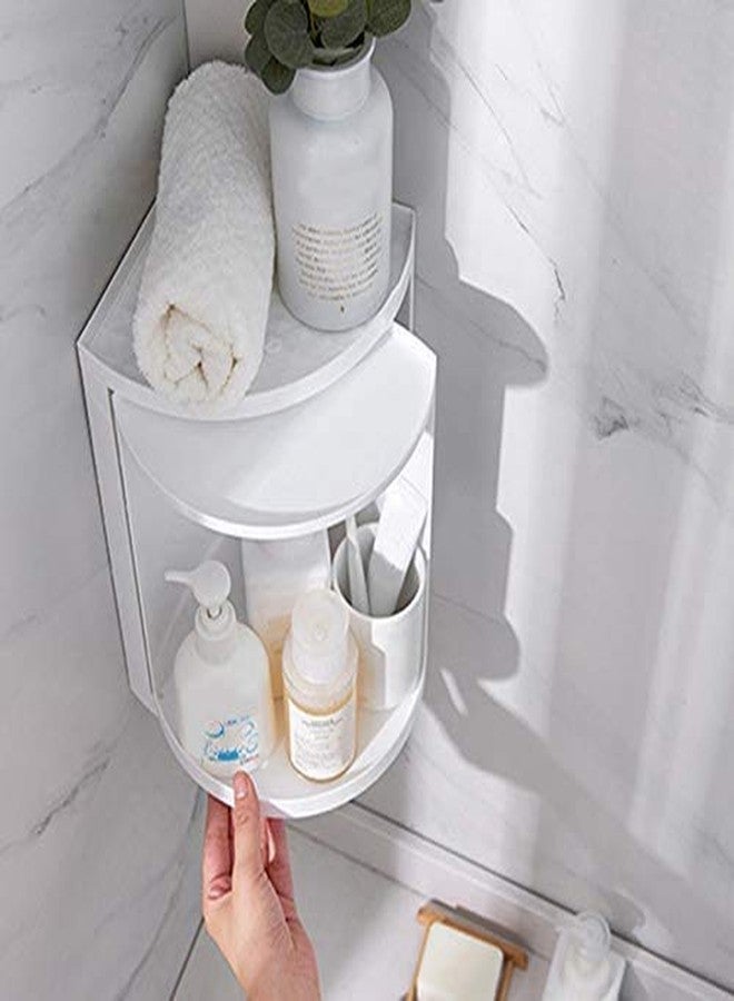 VBM 360 Rotating Corner Shelves,Tier Storage Cabinet Towel Holder Rack, Corner Cabinets with Doors and Shelves for Bathroom Bathtub Toilet Table (Small) - Image 3