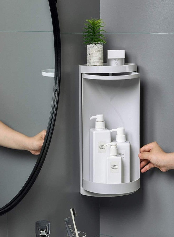 VBM 360 Rotating Corner Shelves,Tier Storage Cabinet Towel Holder Rack, Corner Cabinets with Doors and Shelves for Bathroom Bathtub Toilet Table (Small) - Image 4