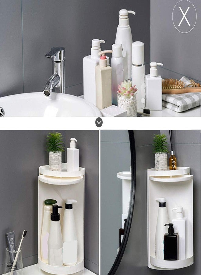 VBM 360 Rotating Corner Shelves,Tier Storage Cabinet Towel Holder Rack, Corner Cabinets with Doors and Shelves for Bathroom Bathtub Toilet Table (Small) - Image 5