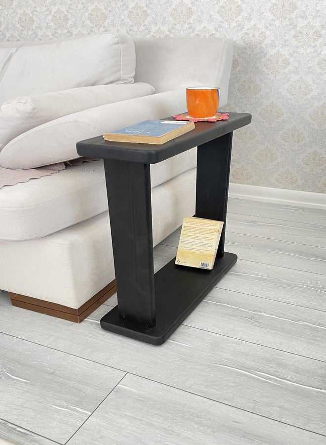 Furpinea Very Narrow 7 inch Wide Side Table for Small Apartment Between Chairs, Skinny Table for Recliner, Couch, Chairs, Thin Slim End Table for Living Room, Bedroom, Drinks (Black) - Image 2