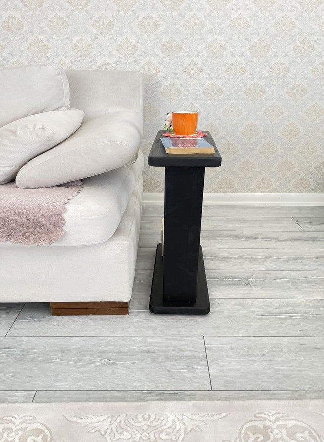 Furpinea Very Narrow 7 inch Wide Side Table for Small Apartment Between Chairs, Skinny Table for Recliner, Couch, Chairs, Thin Slim End Table for Living Room, Bedroom, Drinks (Black) - Image 3