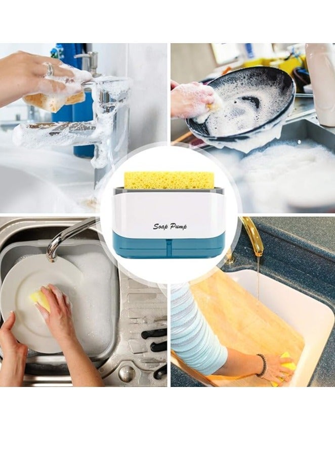 Spaceshoop Kitchen Dish Soap Dispenser with Sponge Holder, 2022 Newest 2-in-1 Countertop Soap Pump Dispenser, for Kitchen Sink Dishwashing Soap Dispenser - Image 5