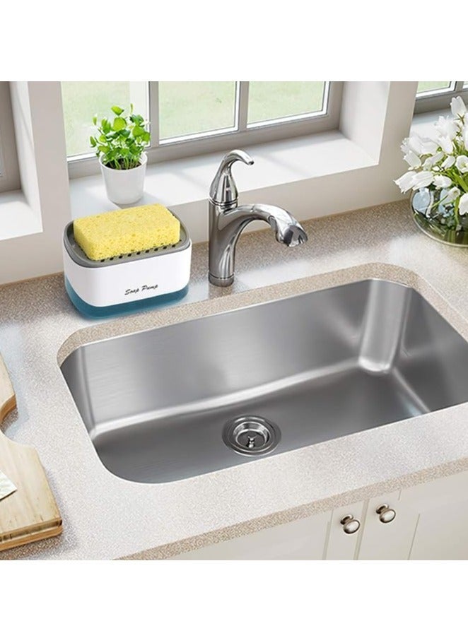 Spaceshoop Kitchen Dish Soap Dispenser with Sponge Holder, 2022 Newest 2-in-1 Countertop Soap Pump Dispenser, for Kitchen Sink Dishwashing Soap Dispenser - Image 3