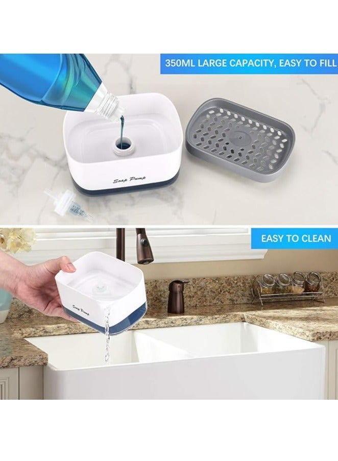 Spaceshoop Kitchen Dish Soap Dispenser with Sponge Holder, 2022 Newest 2-in-1 Countertop Soap Pump Dispenser, for Kitchen Sink Dishwashing Soap Dispenser - Image 2