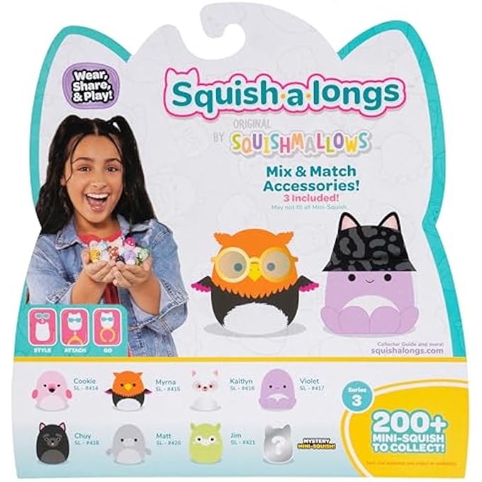 Squish-a-longs Mini-Squish 8-Pack (Wave 3, Style 3) - Pink Flamingo, Griffin, Octopus, Lemur, Cairn Terrier, Green Llama, Manatee, and a mystery Mini-Squish - Image 3