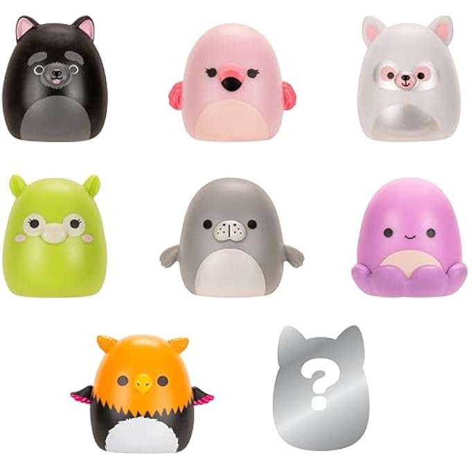 Squish-a-longs Mini-Squish 8-Pack (Wave 3, Style 3) - Pink Flamingo, Griffin, Octopus, Lemur, Cairn Terrier, Green Llama, Manatee, and a mystery Mini-Squish - Image 2