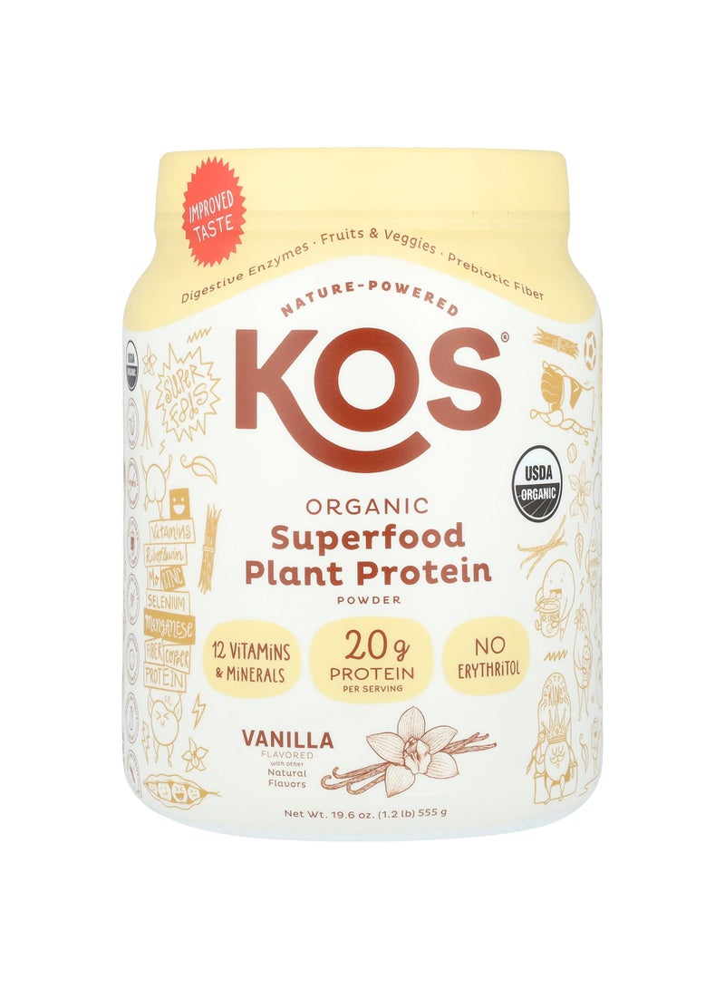 Organic Superfood Plant Protein Powder, Vanilla, 1.2 lb (555 g)