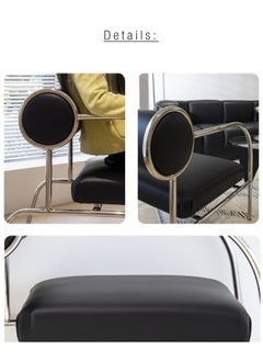 Merry Moments Modern Armchair Upholstered Armchair Lounge Chair Sofa Chair Dining Chair Makeup Chair for Bedroom Living Dining Retail in White Leather Metal Base H65xW62xL92 cm  - Image 5