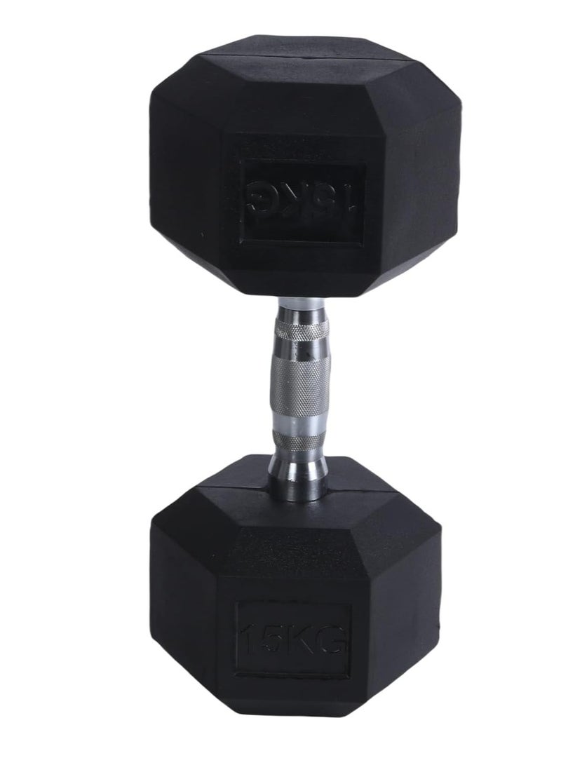 بلا نهاية زوج من الدمبل سداسي الشكل مطلي بالمطاط بوزن 15 كجم (2 × 33 رطلاً) | اللون: أسود | المادة: حديد ومطاط | مثالي لكمال الأجسام، واللياقة البدنية، ورفع الأثقال، والتدريب في المنزل أو الصالة الرياضية - Image 2