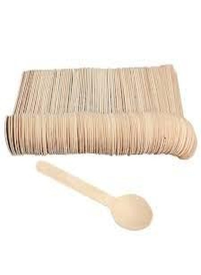 SKYWINS Birchwood Disposable Spoon Wooden Biodegradable Ecofriendly Cutlery Suitable for Birthday Parties and Camping - Pack of 100 - Image 1