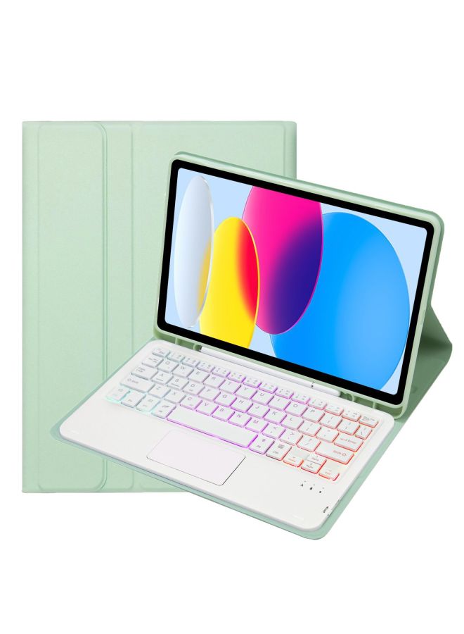 For Samsung TabS9FE11 Inch 2023 Protective Cover Wonderful Control Magnetic Suction Colorful Backlit Bluetooth Keyboard Soft Shell-Color:Fresh Green-Touch Keyboard (Backlit)-Product Type:Samsung A8 10.5 Inch X205/X200 Universal - Image 1