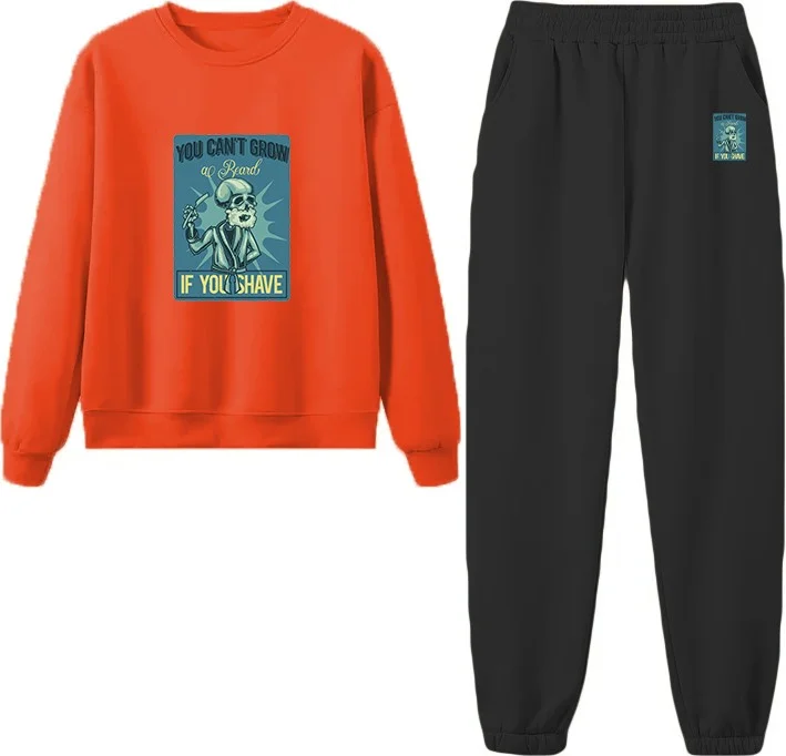 DogFish Tracksuit Set Oversize Grow Printed Tracksuit Set,lover,couple Combination Orange