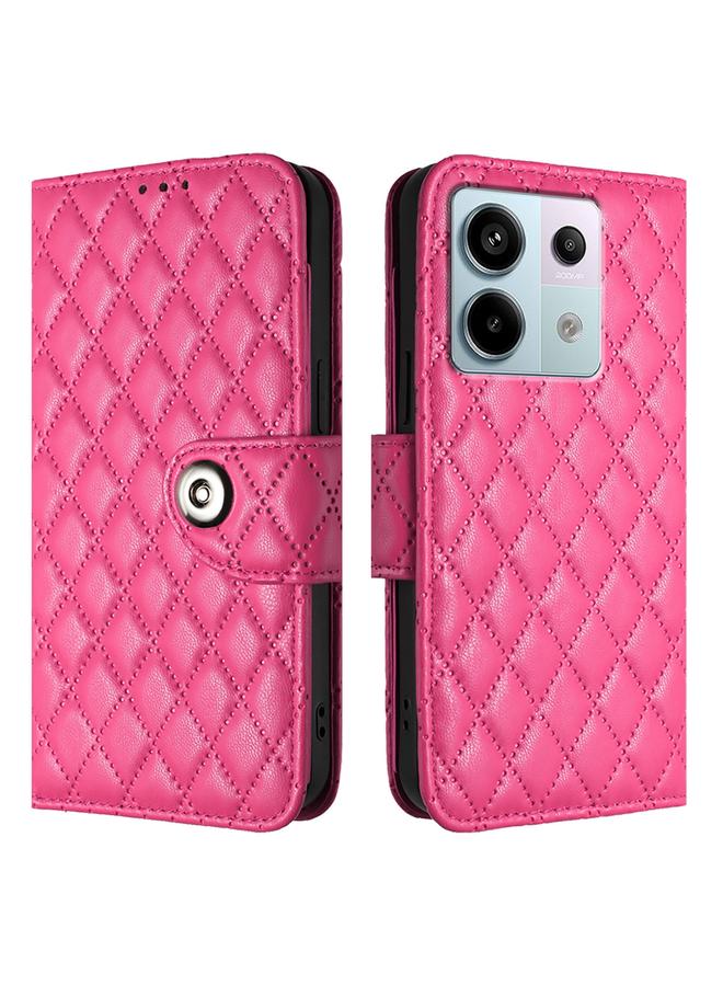 S-TOP Case For Redmi Note 13 Pro 5G Global Rhombic Texture Flip Leather Phone Case with Lanyard - Image 2