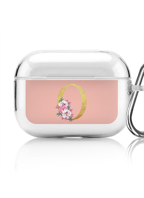 Classic Clear printed Case for Apple AirPods Pro 2nd Generation Thin Transparent Cover - Custom Monogram Initial Letter Floral Pattern Alphabet - O (Rose Pink )