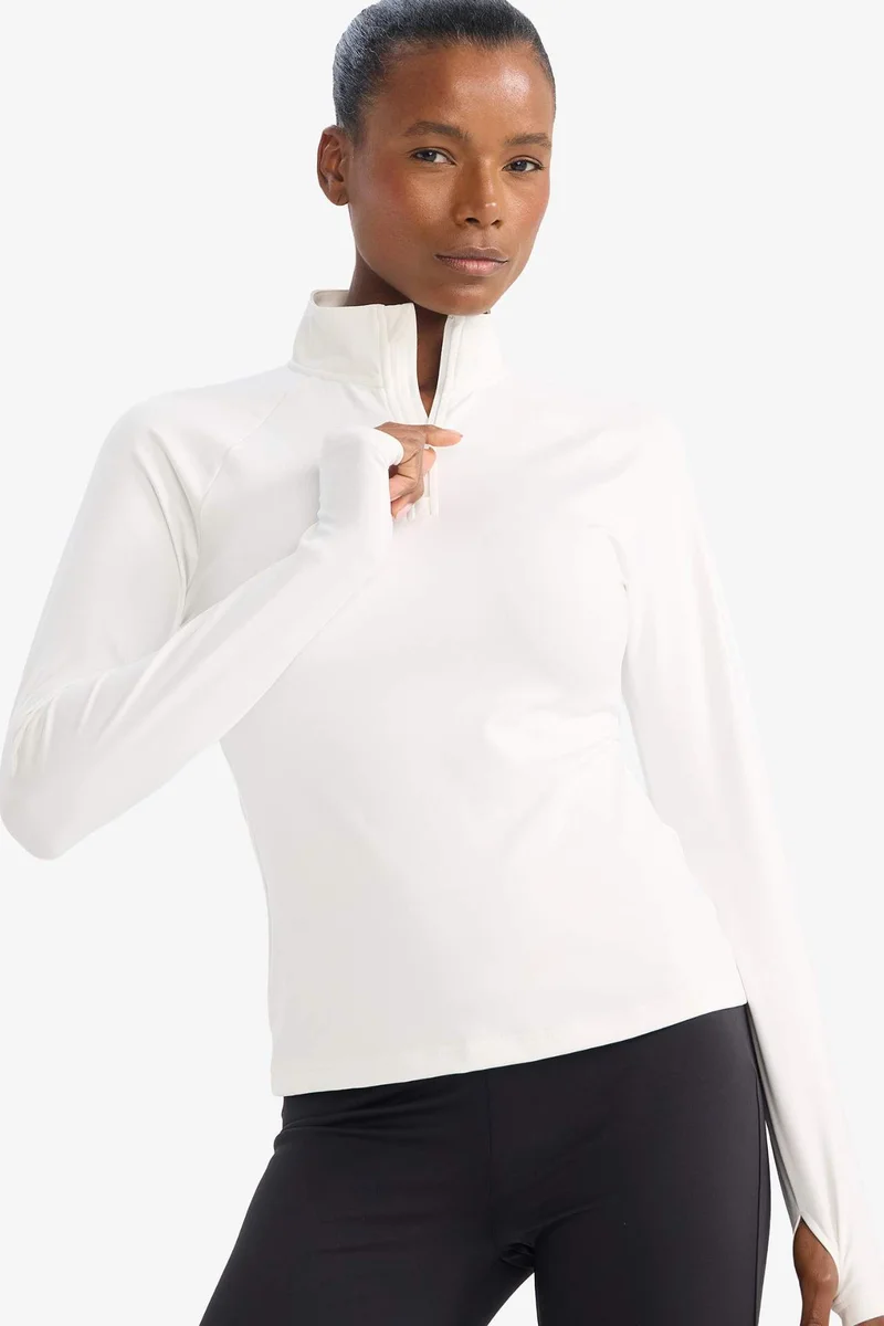 Defacto  Standard Fit Stand Collar Sports T-Shirt for Women | Best Price UAE