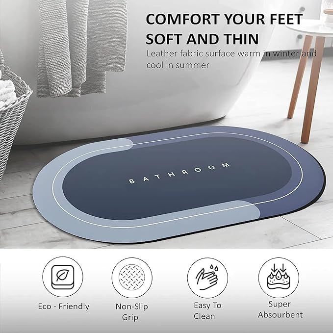 Zepdos Anti Slip Quick Dry Mat for Bathroom Mats for Kitchen, Home, Water Absorbing | Oval Anti-Skid Non-Slip Rubber Doormat for Home, Kitchen & Washroom (40 x 60 CM) (Multi) (Pack of 1) - Image 5