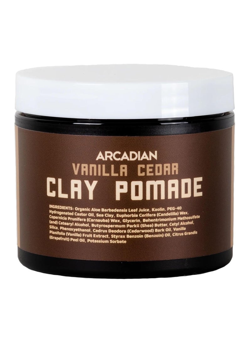 Arcadian Arcadian Grooming Vanilla Cedar Clay Pomade for Men  Vegan Matte Finish Strong High Hold 4oz 