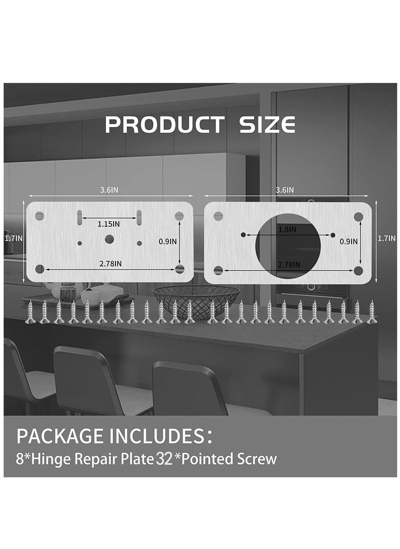 Generic - Hinge Repair Kit, Cabinet Door Hinge Repair Plate Hinge Fixing Plate for Kitchen Cupboard Door Locker Cabinet Door Hinge Repair Brackets with Mounting Screws 8 Pack - Image 1