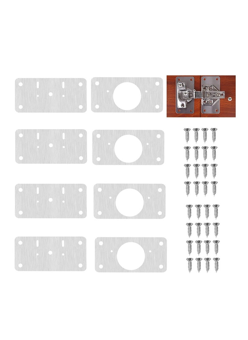 Generic - Hinge Repair Kit, Cabinet Door Hinge Repair Plate Hinge Fixing Plate for Kitchen Cupboard Door Locker Cabinet Door Hinge Repair Brackets with Mounting Screws 8 Pack - Image 1