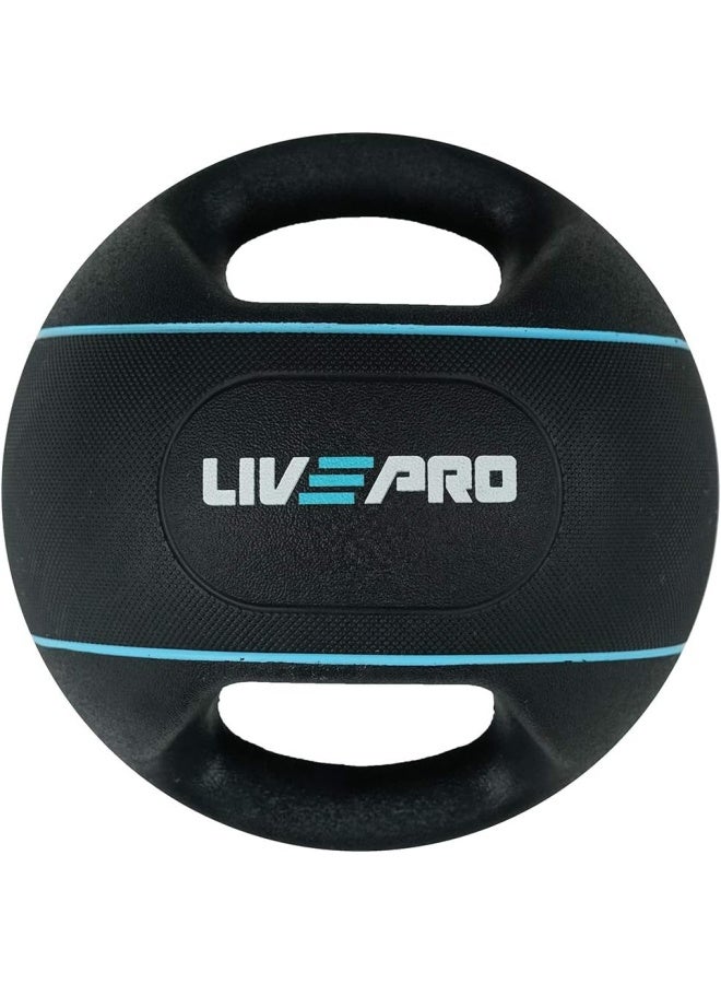ليف برو كرة طبية بمقبضين LIVEPRO LP8111-04 | كرة طبية مطاطية بوزن 4 كجم ومقبضين | أسود/أزرق - Image 1