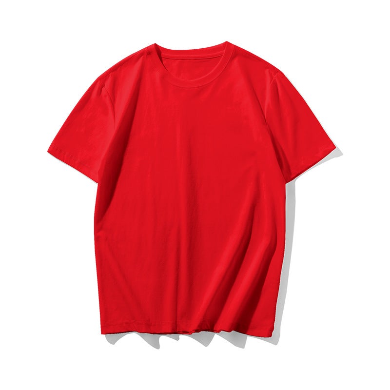 Heavy Cotton T-shirt Short-sleeved T-shirt Logo Printing Advertising Shirt Embryonic Shirt Work Clothes Round Neck T-shirt Customization big red