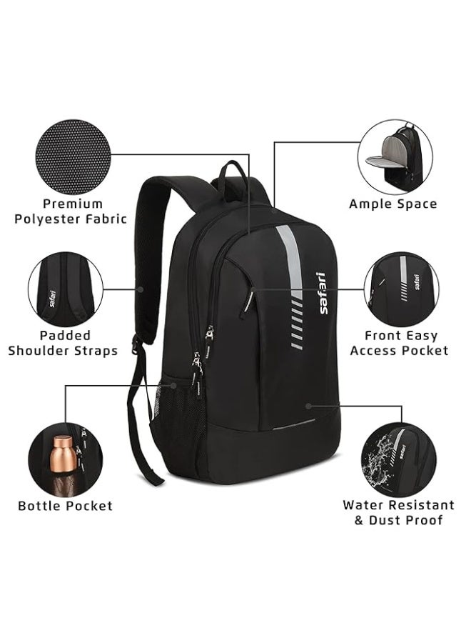 Safari Flash Medium 26L Water Resistant Polyester Casual Standard Backpack - Black - Image 2