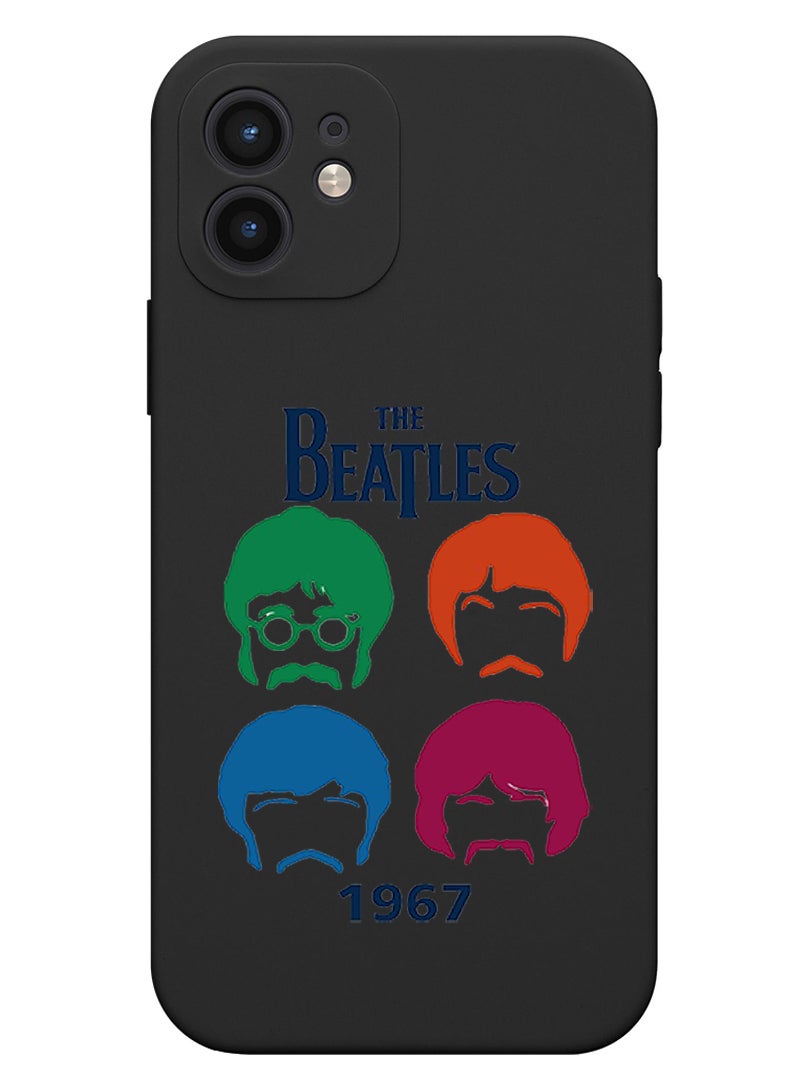 Theodor Protective Slim Fit Case Liquid Silicone Cover with Full Body Protection Anti-Scratch Shockproof Case For iPhone 12 Black  - The chainsaw copy - Image 1