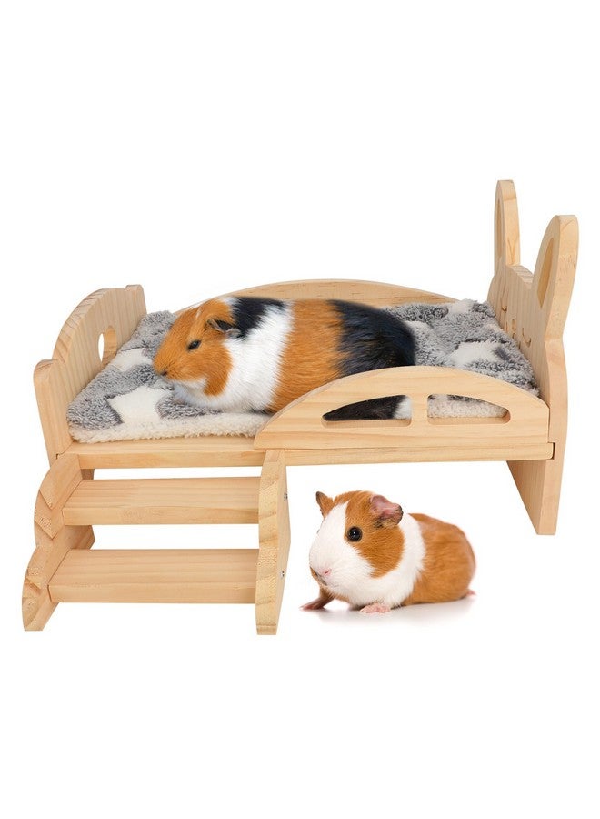 Rypet Wooden Guinea Pig Bed with Stairs and Mat Cozy Small Animals Cushion Bed Detachable Small Pet Hut Habitats for Guinea Pig Dwarf Rabbit Chinchillas Hamster Ferret - Image 1