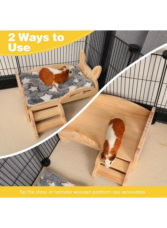 Rypet Wooden Guinea Pig Bed with Stairs and Mat Cozy Small Animals Cushion Bed Detachable Small Pet Hut Habitats for Guinea Pig Dwarf Rabbit Chinchillas Hamster Ferret - Image 4