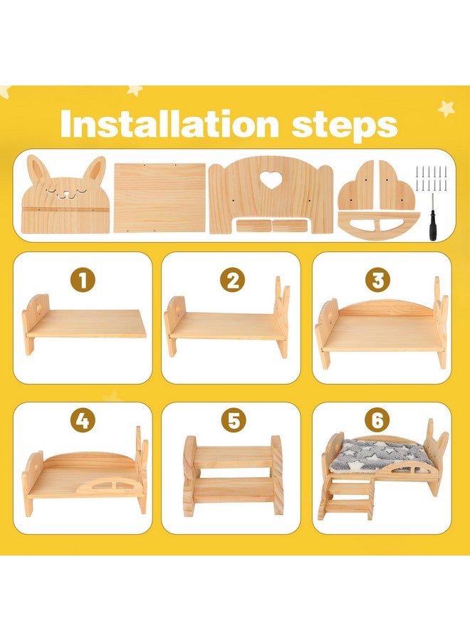 Rypet Wooden Guinea Pig Bed with Stairs and Mat Cozy Small Animals Cushion Bed Detachable Small Pet Hut Habitats for Guinea Pig Dwarf Rabbit Chinchillas Hamster Ferret - Image 5