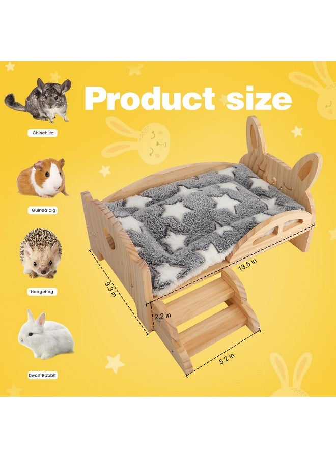 Rypet Wooden Guinea Pig Bed with Stairs and Mat Cozy Small Animals Cushion Bed Detachable Small Pet Hut Habitats for Guinea Pig Dwarf Rabbit Chinchillas Hamster Ferret - Image 2