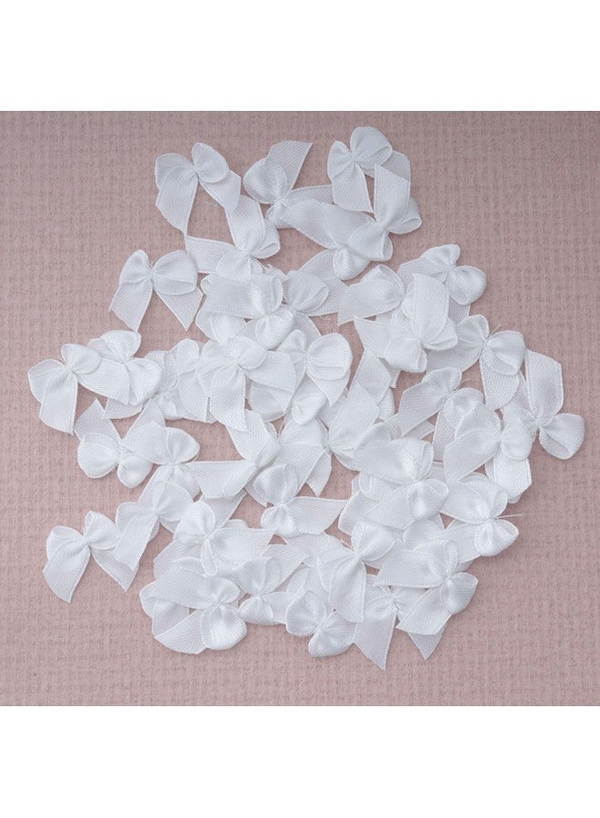 Sowaka 50 Pcs Mini Satin Ribbon Bow 0.9 Inch Small Soft Cute Elegant Bows for Craft DIY Making Kit Art Scrapbooking Sewing Christmas Gift Wedding Theme Parties Decoration Gift Supplies (White) - Image 3