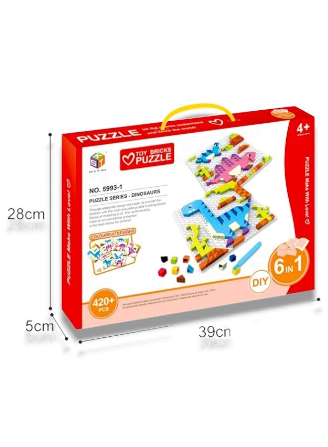 بازل مكعبات الديناصورات (420+ قطعة - 6 في 1) - Image 1