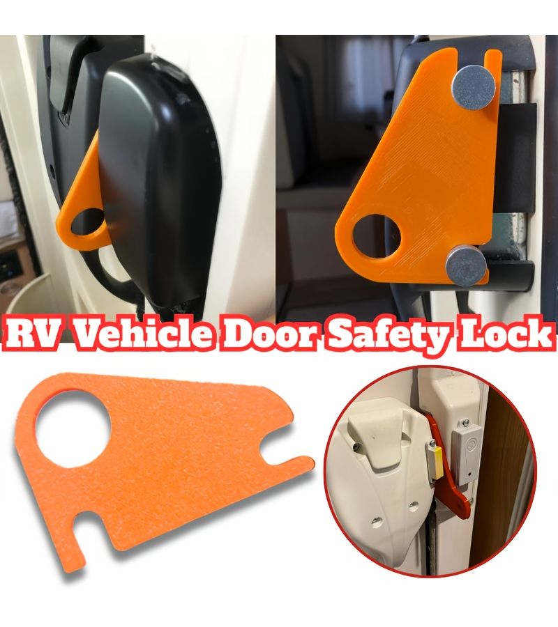 Orange RV Door Switch Lock Internal Safety Reinforced Lock Anti Theft Accidental Opening Prevention Easy Install Suitable For Campervan Travel Van Side Door Security Device Universal - Image 1