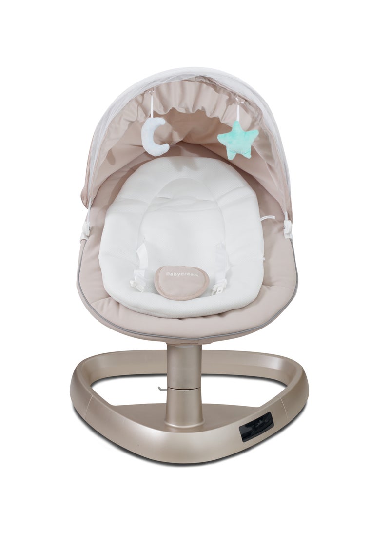 BabyDream Baby swing multi-functional 4in1 deluxe with remote and Bluetooth Khaki  - Image 2