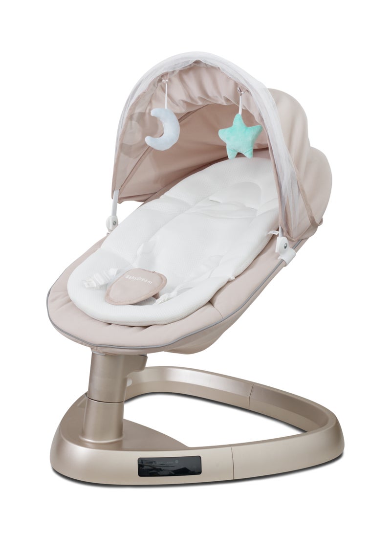 BabyDream Baby swing multi-functional 4in1 deluxe with remote and Bluetooth Khaki  - Image 4