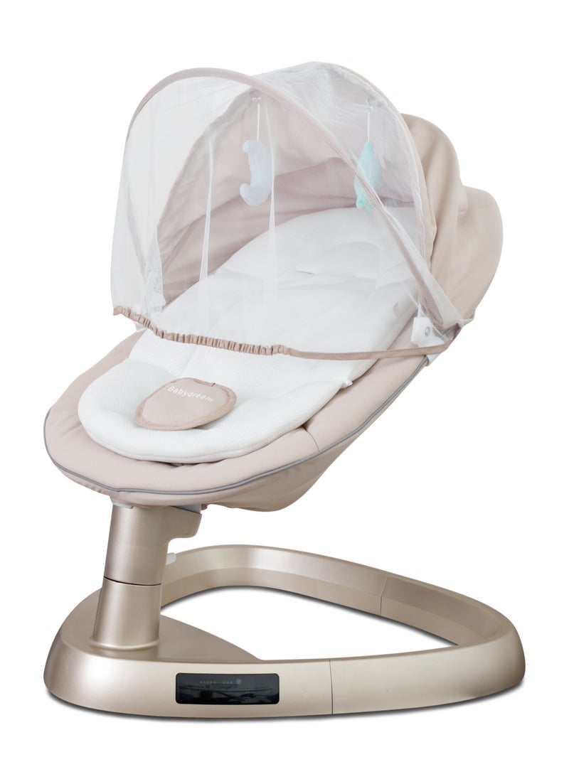 BabyDream Baby swing multi-functional 4in1 deluxe with remote and Bluetooth Khaki  - Image 1