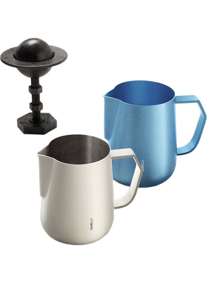 Simelo Pure Titanium Coffee Latte Art Pitcher, Pointed Milk Frother, Professional Latte Art Cup, 600Ml, Dazzling Galaxy - Image 1